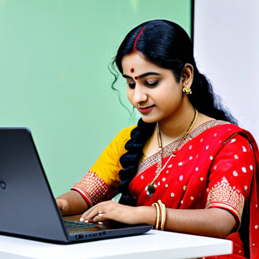 BMW X7과 링컨 내비게이터 비교 - **
"A professional Bengali woman in a modest, elegant sari, working on a laptop at a bright, modern...