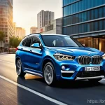 Home 19 BMW X1 소형 SUV 장단점 - **Urban Elegance & Bold Design:** "A highly detailed, professional photograph of a metallic 'Phytoni...