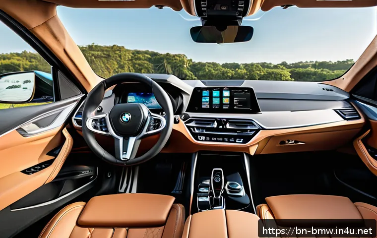 BMW iX와 테슬라 모델 X 비교 - A sleek BMW iX electric SUV interior showcasing premium eco-friendly materials with meticulous finis...